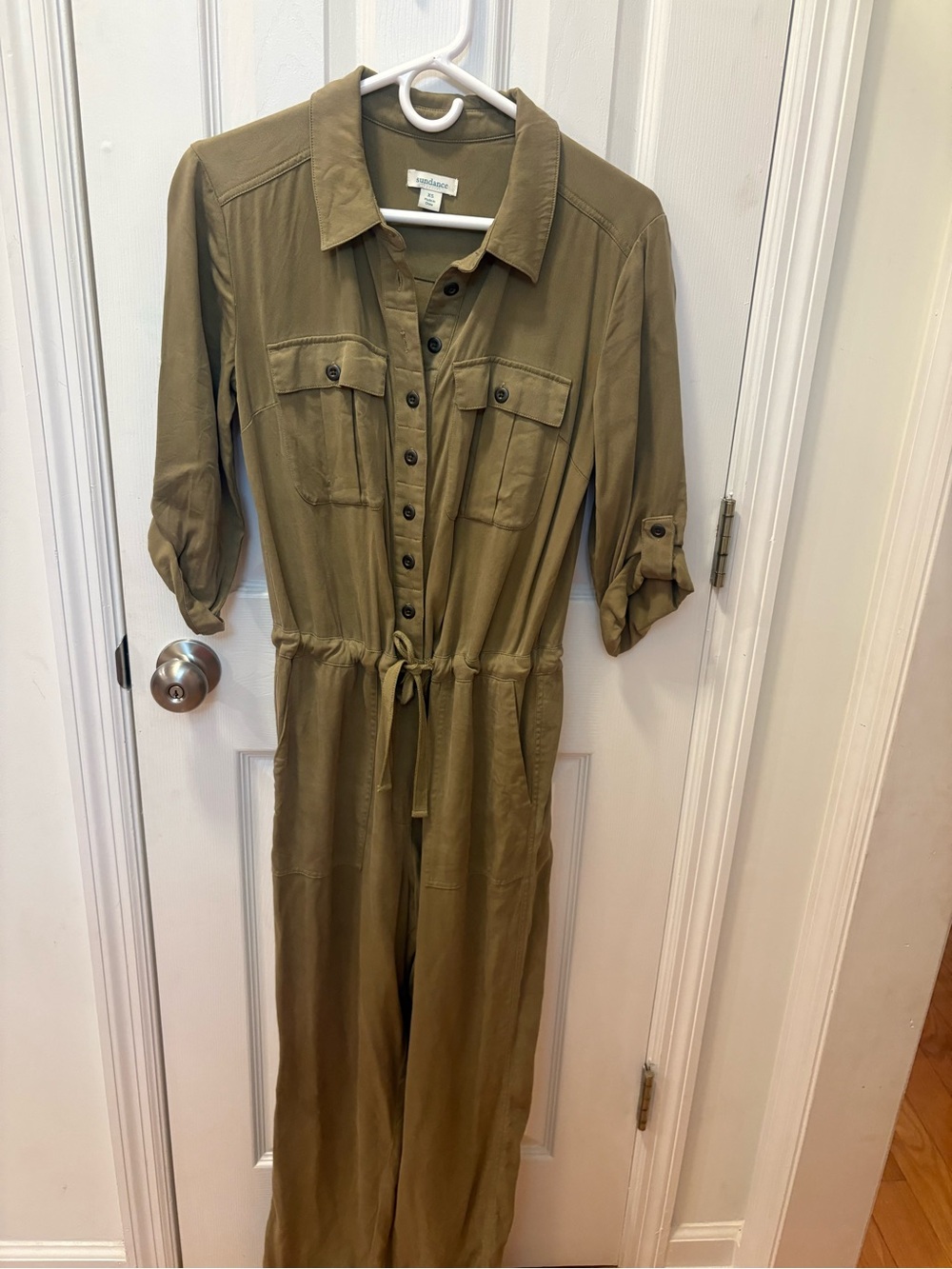 Sundance Olive Utility Jumpsuit with Drawstring Waist